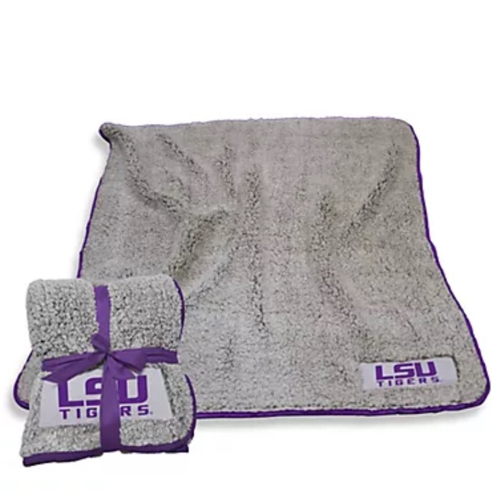 LSU Tigers Gray Blanket with Purple Trim